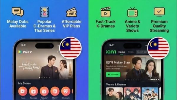 News card image showing a split comparison concept for WeTV and iQIYI streaming apps for Malaysian viewers.
